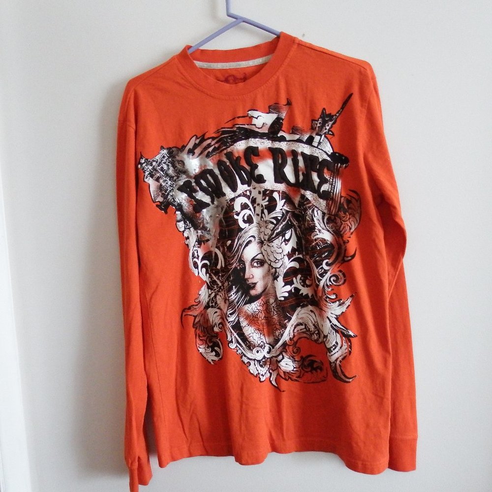 Orange Tattoo Style Graphic T-Shirt L